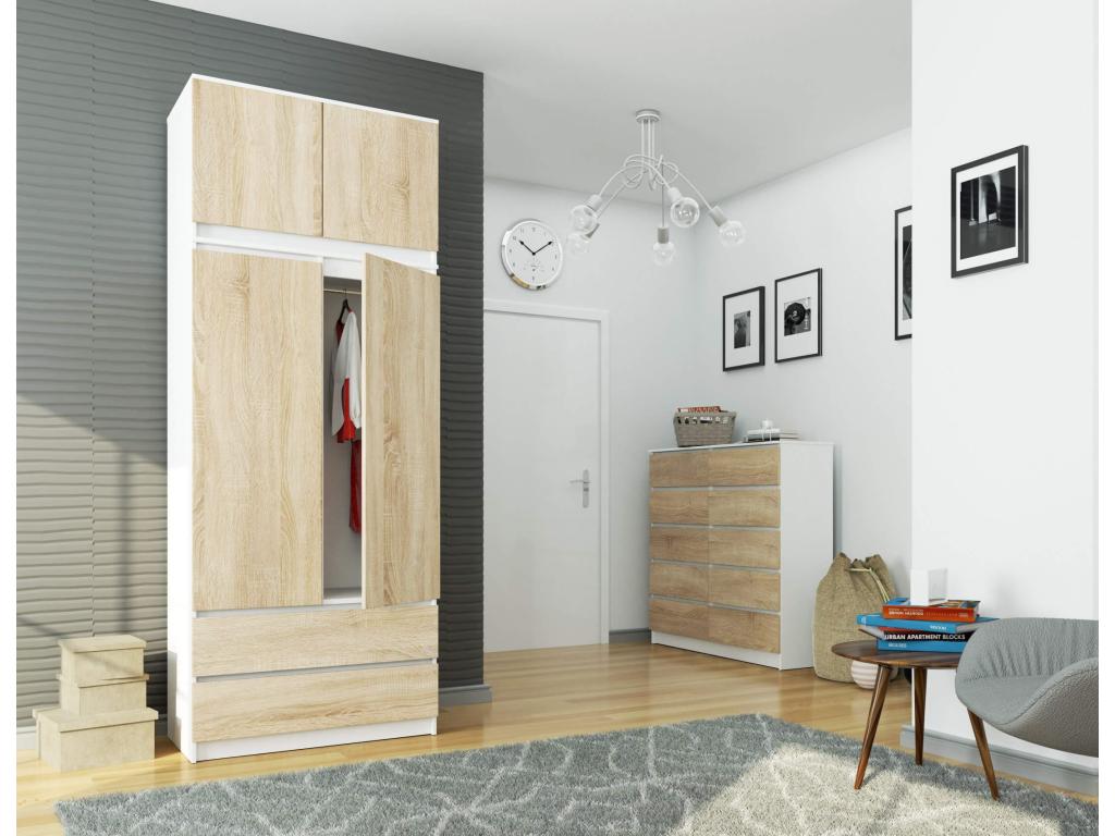 White Oak Wood Wardrobe, 90 x 51 x 55 cm