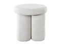 White Boucle Fabric Ottoman