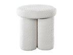 White Boucle Fabric Ottoman