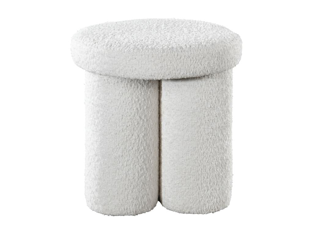 White Boucle Fabric Ottoman