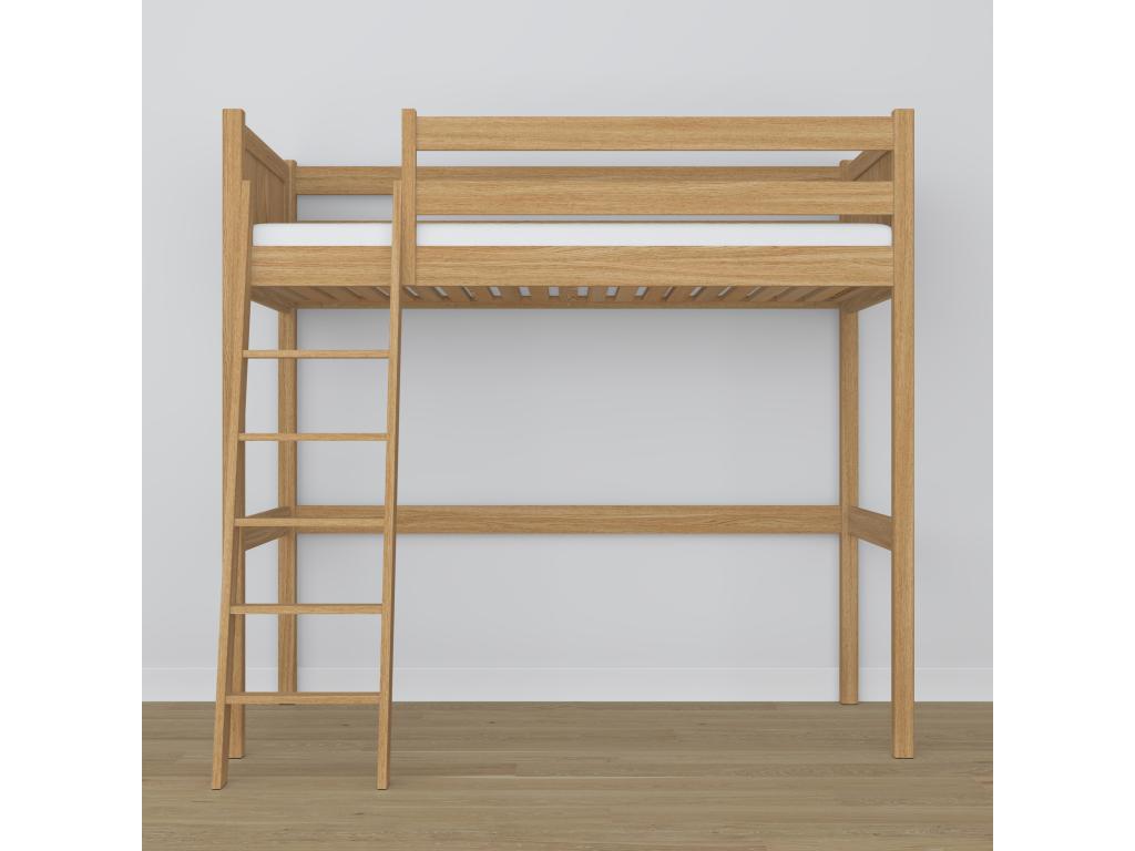 Natural Oak Wood Bed, 100 x 200 cm