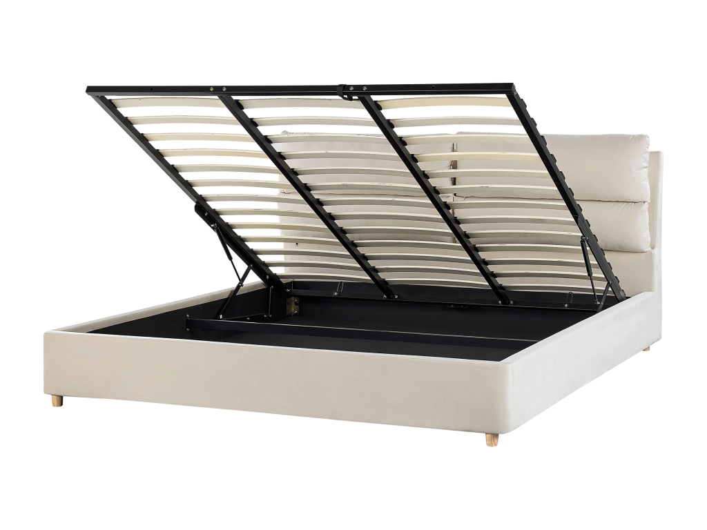 Beige Velvet Bed, 180 x 200 cm