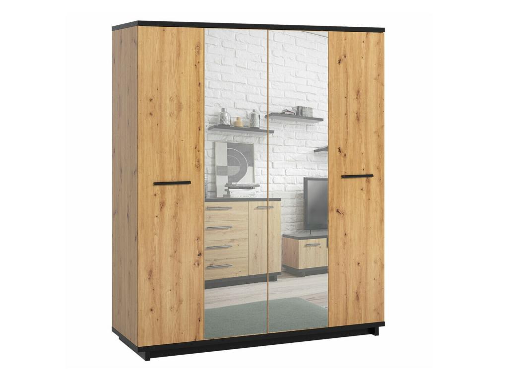 Brown Oak Wood Wardrobe, 215 x 180 x 60 cm