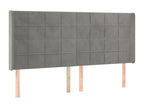 Gray Velvet Bed, 183 x 16 x 118 cm